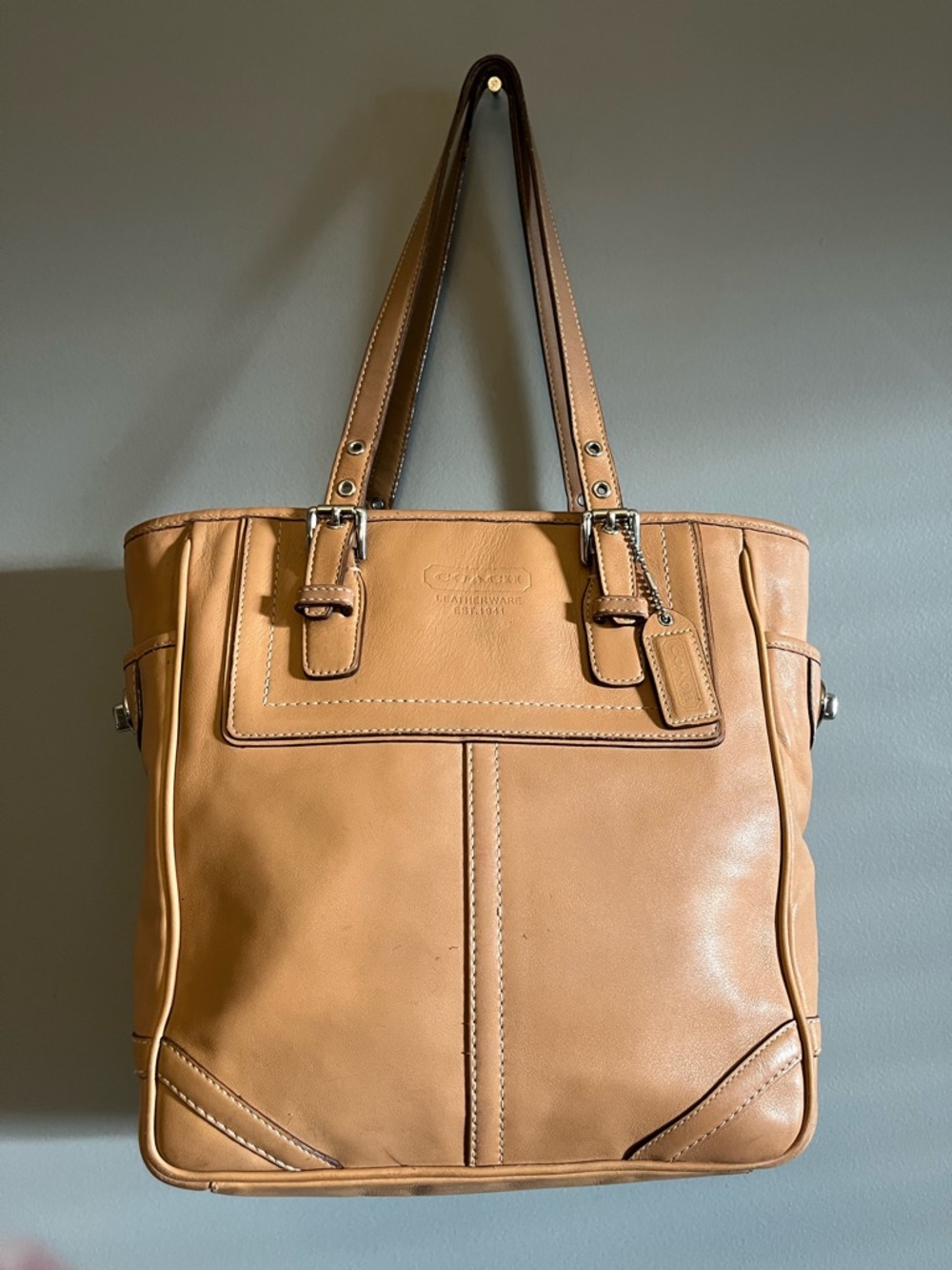 Vintage Coach Tan Caramel East West Hampton Gallery Leather Tote